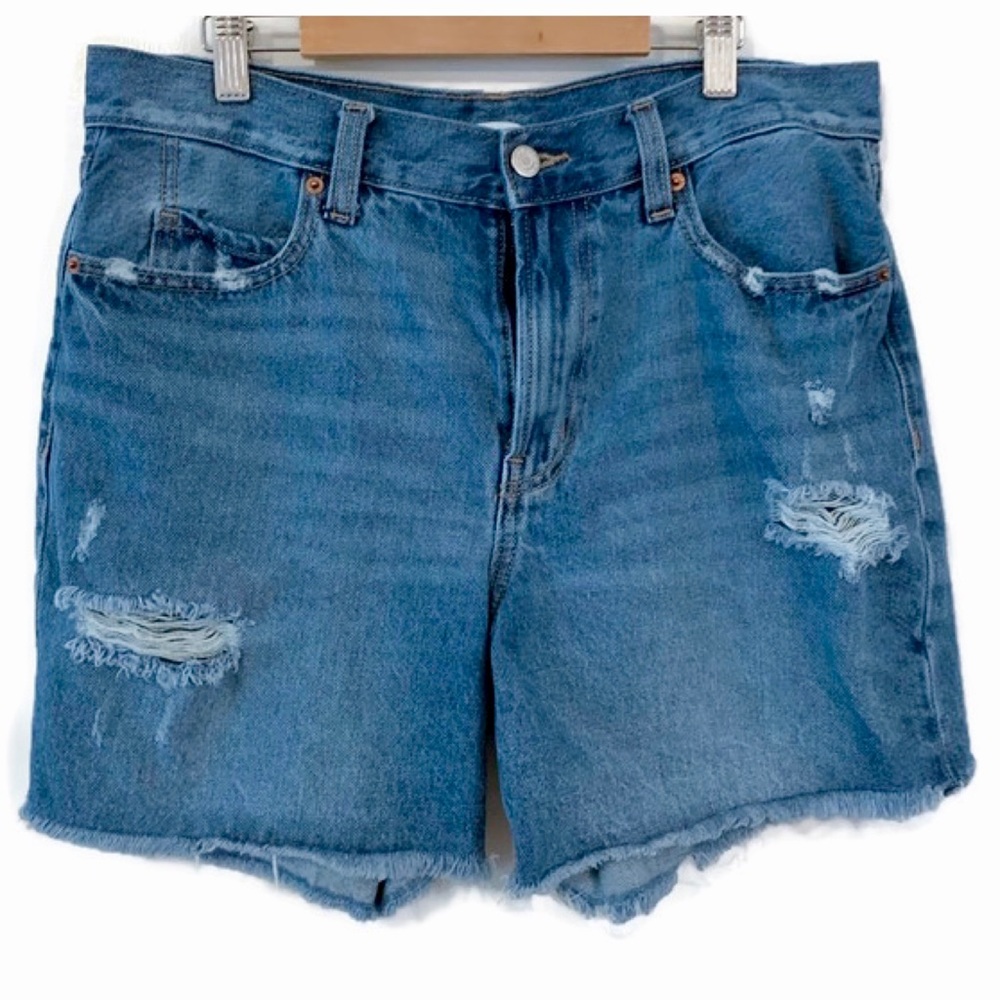 High-Waisted Slouchy Straight Cutoff Jean Shorts
